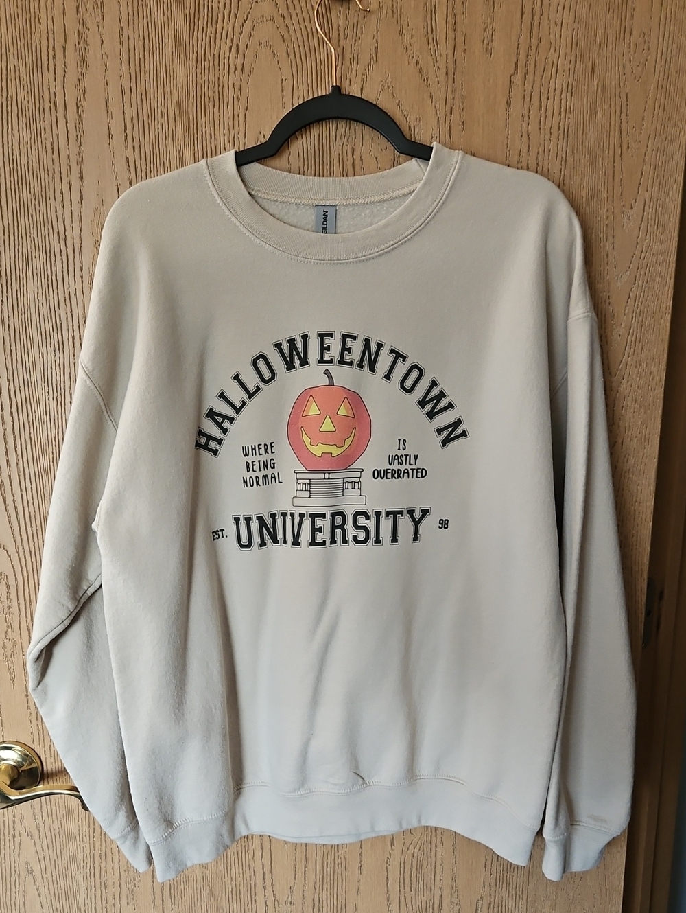Gildan Cream Halloweentown University Graphic Sweatshirt
